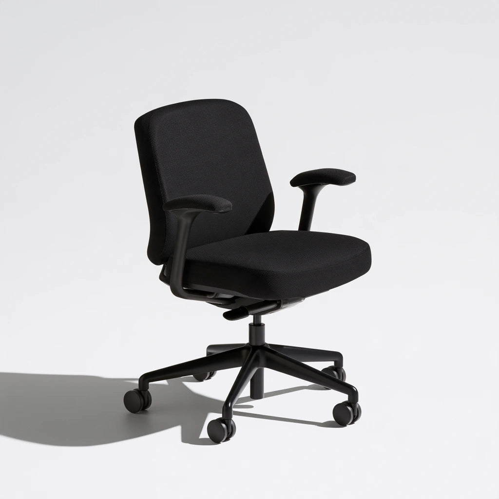 Ergonomiczny fotel biurowy, tapicerowany tkaniną, kolor: czarny