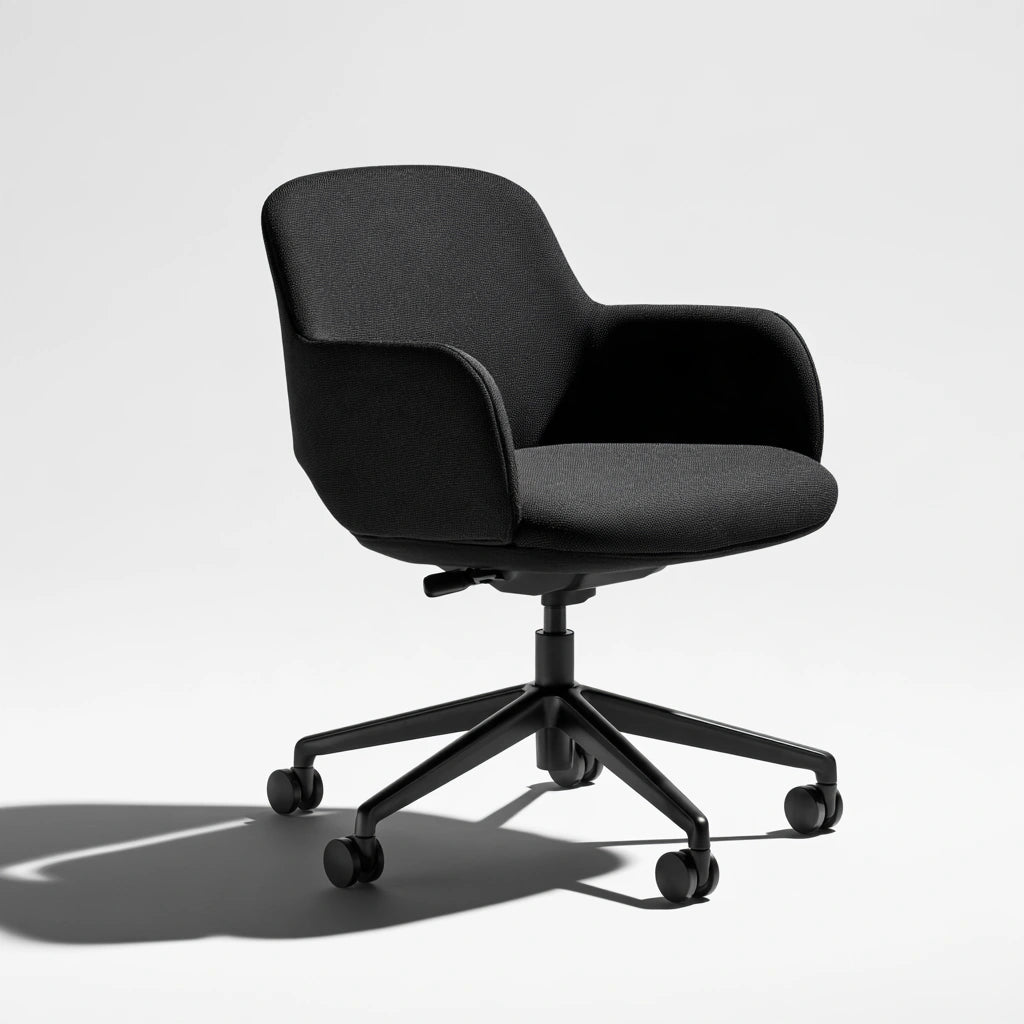 Ergonomiczny fotel biurowy, tapicerowany tkaniną, kolor: czarny