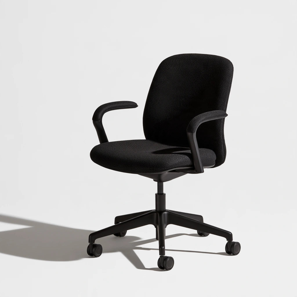Ergonomiczny fotel biurowy, tapicerowany tkaniną, kolor: czarny